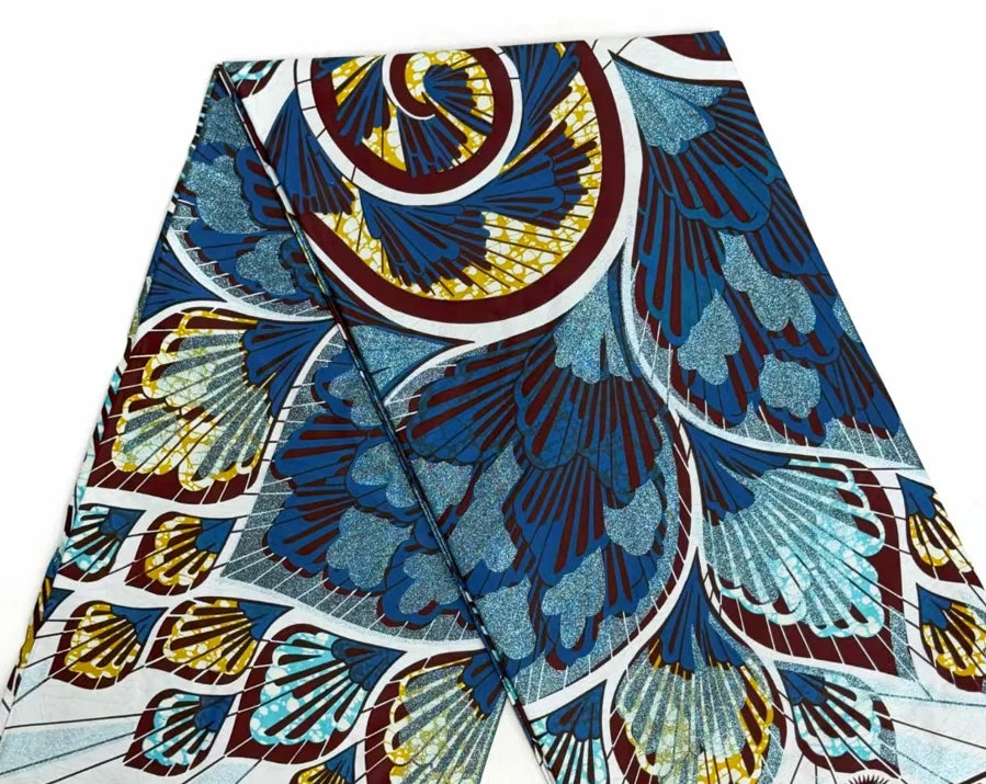 6 Yards Super Grand Gold Wax Shinning Print Africa Real Wax Fabric Nigerian Loincloth Batik Cotton Material For Sew - as pict