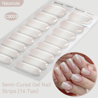 Gradient Auroras Semi Cured Gel Nail Strips Sparkly Shinning DIY Gel Polish Stickers for Nails Works with UV/LED Nail Lamps -