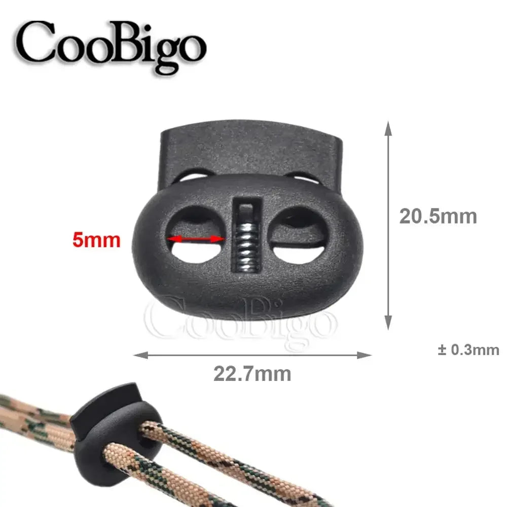 12pcs Plastic Stopper Cord Lock Bean Toggle Clip Apparel Shoelace Sportswear Rope Paracord Lanyard Accessories Colorful 5mm H