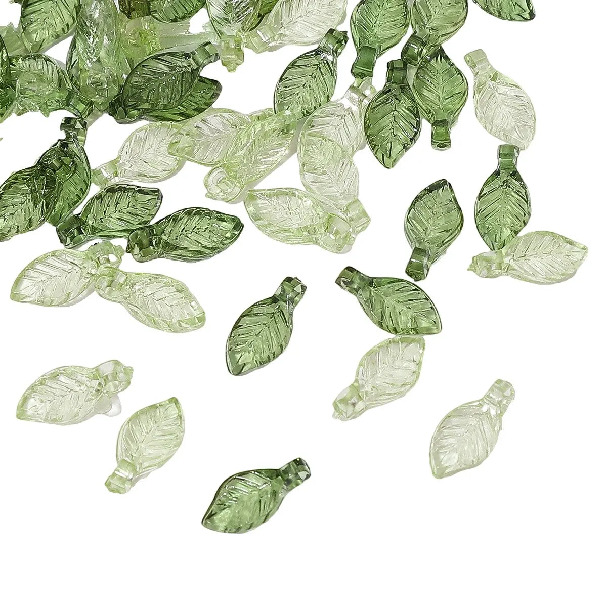 100pcs Acrylic Mini Small Tree Leaf Hand Beaded DIY Handmade Necklace Earrings Loose Bead Separated Bead Jewelry Accessory Ma