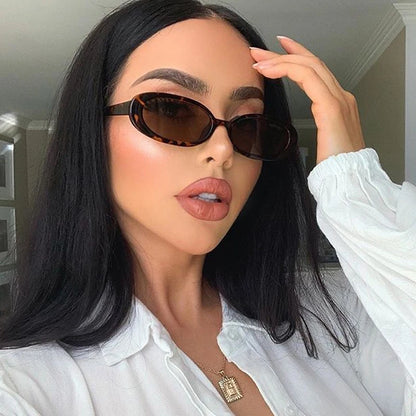 New Oval Vintage Sunglasses Women Designer Fashion Sun Glasses Female Leopard Frame Retro Mirror Oculos De Sol