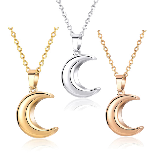 Cremation Jewelry for Ashes Moon Urn Necklace Stainless Steel Memorial Lockets Keepsakes Jewelry for Ashes Pendant - Fill Kit