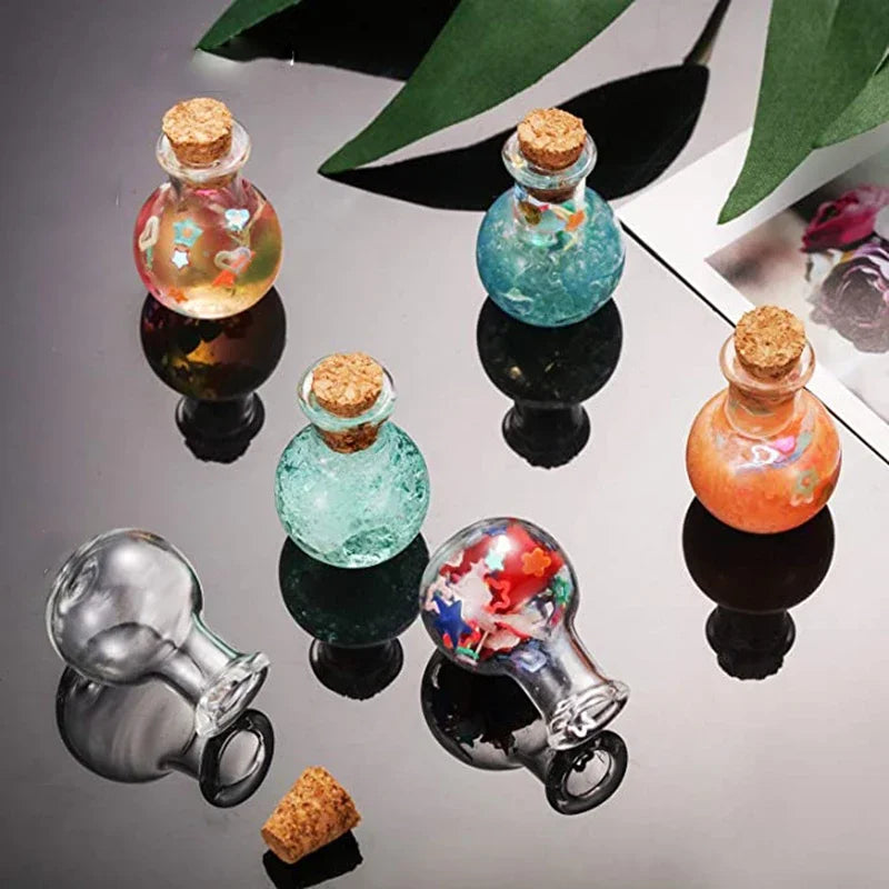 10Pcs Small Glass Bottles Miniature Potion Bottle Mini Cork Glass Vials Wedding