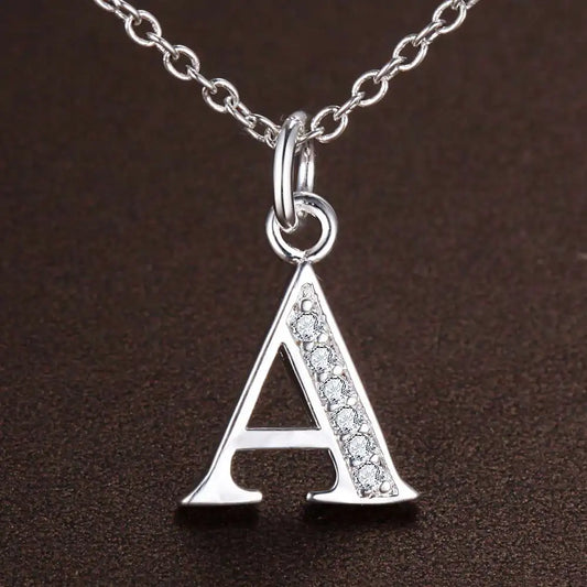 26 Letters 925 Sterling Silver Necklace Pendant Zircon For Women Exquisite Student Girlfriend Jewelry Accessories Wedding Gif