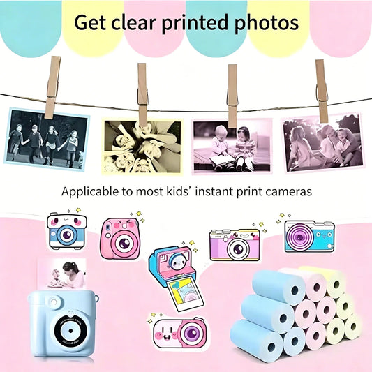 3-20 Rolls 57x25MM Thermal Paper Color Children Camera Instant Print Kids Camera Printing Paper Replacement Accessories Parts