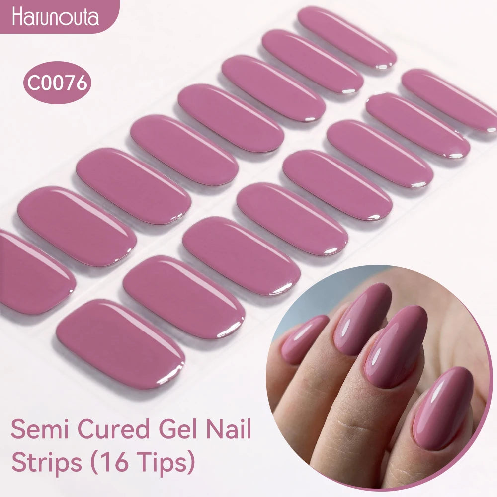 Gradient Auroras Semi Cured Gel Nail Strips Sparkly Shinning DIY Gel Polish Stickers for Nails Works with UV/LED Nail Lamps -