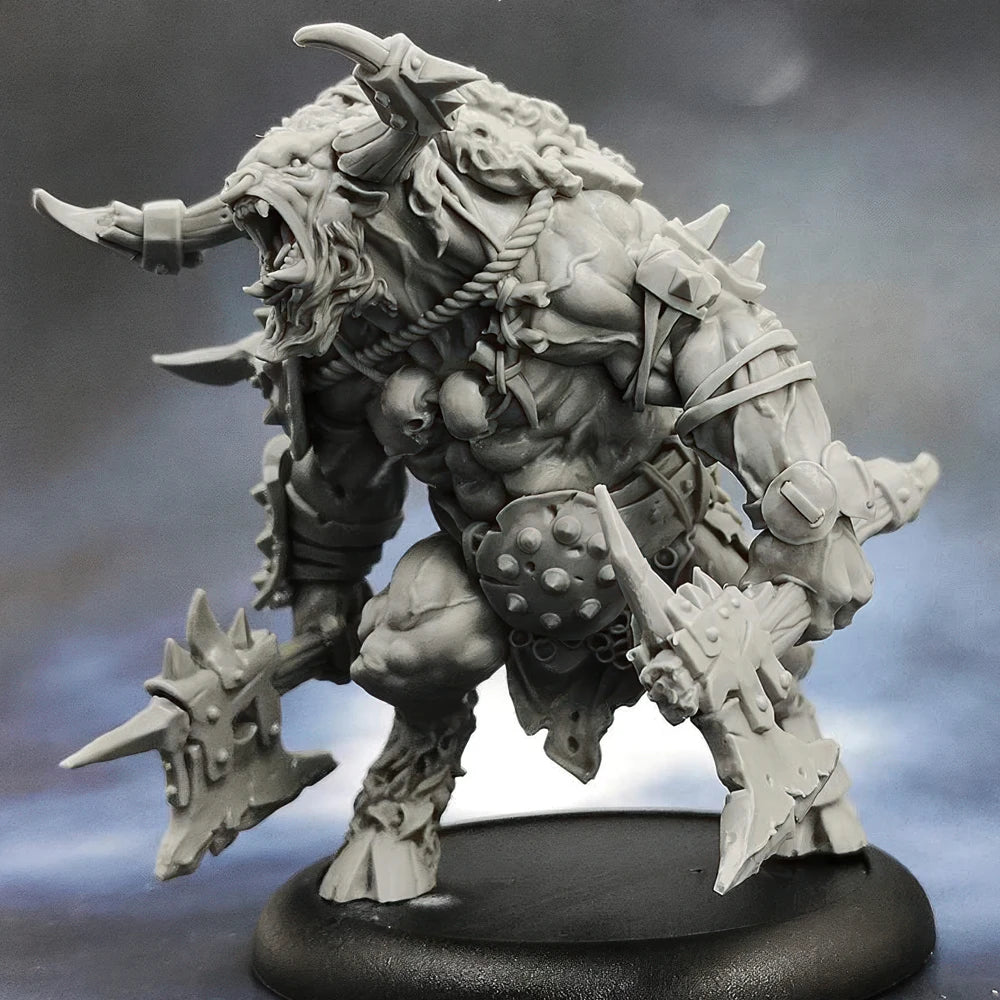 Resin Model figure, GK, 55mm, Berserk Minotaur, Bullhead Monster Warrior, Fantasy theme, Unassembled and unpainted kit