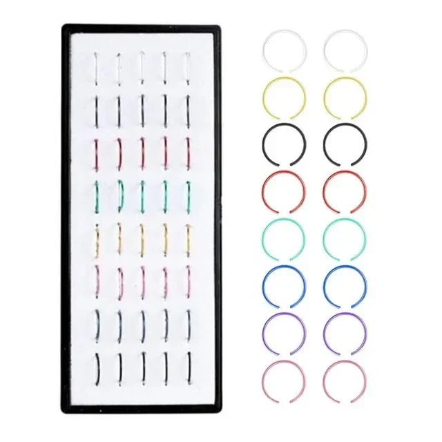 Fashion Crystal Stainless Steel Nose Stud Piercing for Women Hypoallergenic 1.8mm Nose Ring Straight/L/Screw Shaped Body Jewe