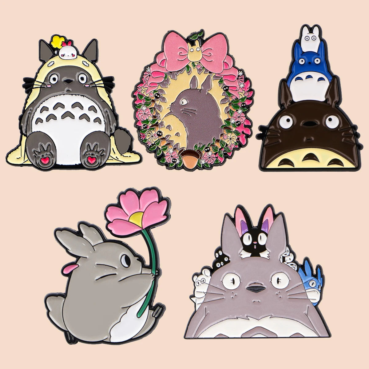 Mix 5pcs/set Grey Genie Enamel Pin Lovely Brooches For Lapel Pins Badge on Backpack Clothing Accessories Fashion Jewelry Gift