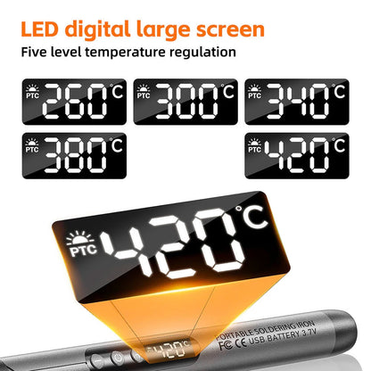 Cordless USB Digital Soldering Iron Adjustable Temperature 300-450℃ Type-C 1000mAh Battery Intelligent Solder Welding Iron To