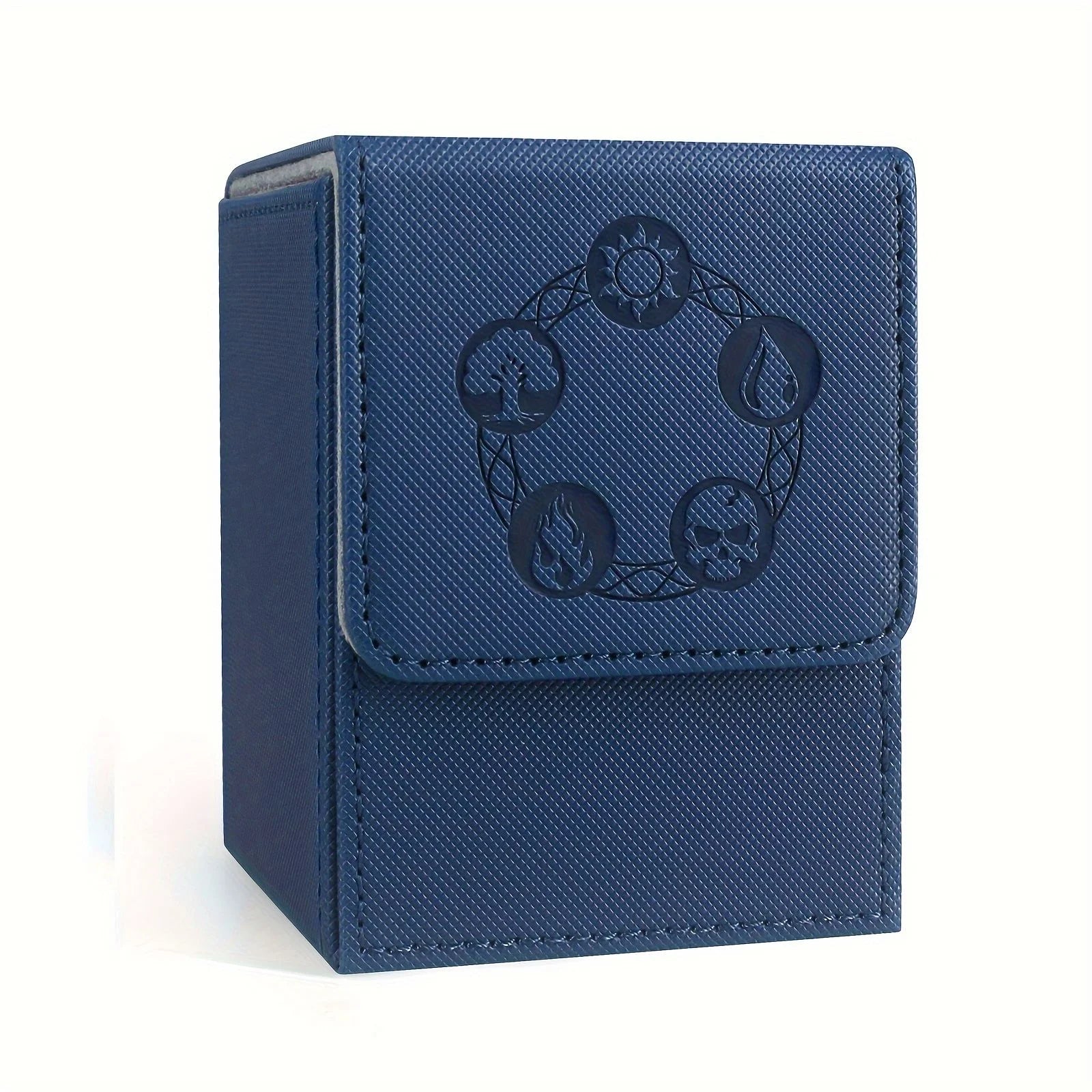 Card Deck Box, Copyrighted Design，Fits 100+ Single Sleeved Cards, Magnetic Closure PU Leather Card Box for TCG Cards - Blue-G
