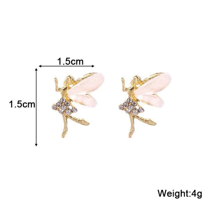 Pure White Women's Dangle Earrings Blooming Flower Acrylic Enamel Butterfly Imitation Pearl Heart Hanging Earrings Elegant Br
