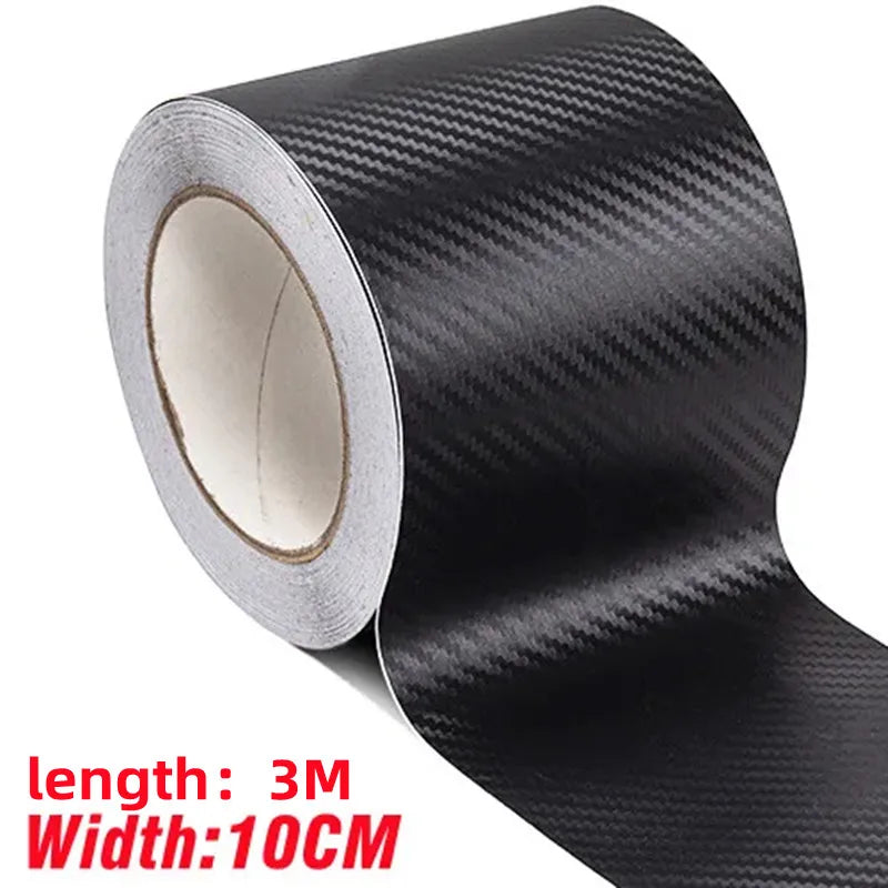 3D Nano Carbon Fiber Car Bumper Door Guard Protection Film 3m Car Door Sill Protector Sticker Black Waterproof Anti Scratch T