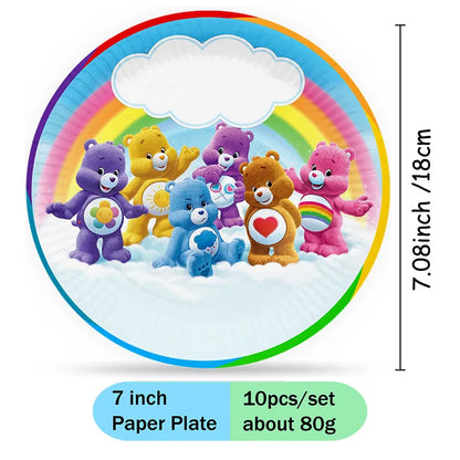 Care Bear Party Supplies Disposable Plate Napkin Tablecloth Cake Topper Gifts Bag Kids for Birthday Party Decorations Set Gif