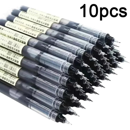 10pcs Gel Pens 0.5mm Needle Type Gel Ink Pens Straight Liquid Ballpoint Pen Colors Stationery School Office Writing Stationer