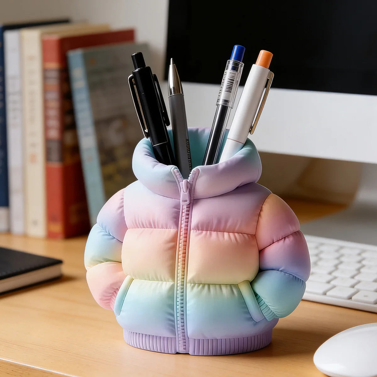 Cute 3D Printed Down Jacket Design Pen Holder Creative Storage Desk Decoration Creative Desktop Storage Organizer - Multi