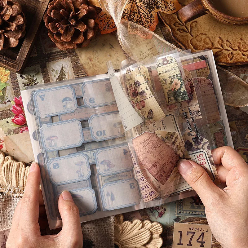 20 Sheets Vintage Scrapbooking Stickers Books PET Materials Creative DIY Journal Collage Material Journaling Supplies Sticker
