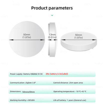 Tuya ZigBee Button Scene Switch Push Button Intelligent Linkage with Smart Device Automation Scenario Controller Battery Powe