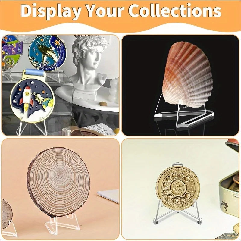 30PCS Acrylic Coin Display Stand Transparent Triangle Business Cards Photos Small Plates Shells Showing Holder For Household