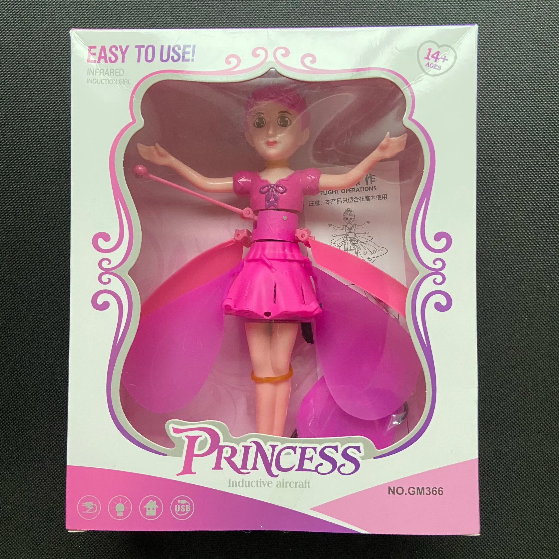 Elf Fairy Flying Doll Helicopter Gesture Induction Machine Rotating Flying Toy Luminous Children Christmas Holiday Gift - pin