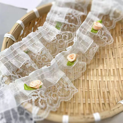 1 Yard Pink Bow Embroidery Lace Fabric Trim DIY Clothing Decoration Accessory 5CM Wide - Style4 Champagne