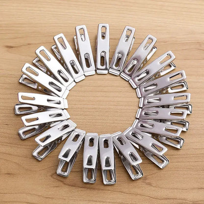 20pcs Stainless Steel Flat Mouth Clothespins, Binder Clips, Drying Hanger, Metal Clip Set, Metal Clothes Clips For Clothes So