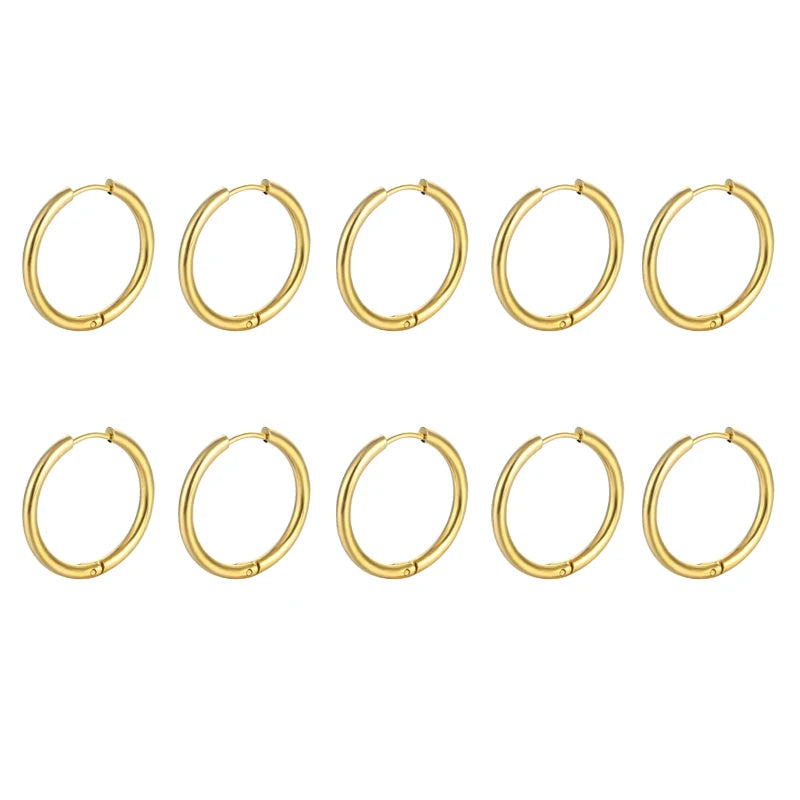 10/20Pcs Minimalist 316L Stainless Steel Small Hoop Earrings For Women Man Classic Round Earrings Fashion Ear Piercing Jewelr