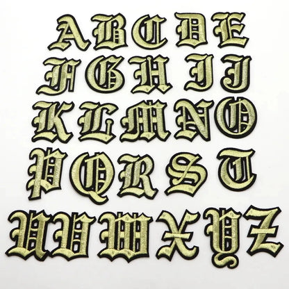 New 1PC Gothic Alphabet Embroidery Patches Iron On Letter Patch A-Z Patch Embroidered Patch Sew On Patches For Clothing Name 