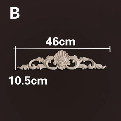 Wood Appliques and Onlays Natural Furniture Wall Door Woodcarving Decorative Long Flower Wooden Figurines Crafts Corner Frame