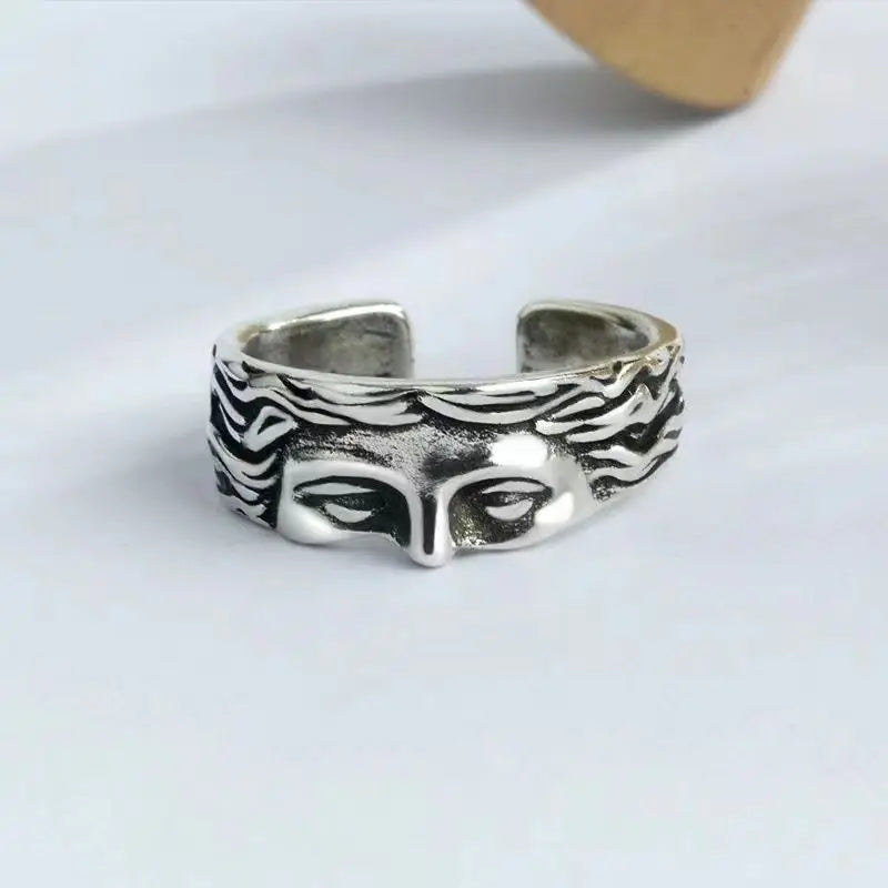Creative Venus Half Mask Ring For Men Vintage Carving Opening Adjustable Ring Fashion Jewelry Gifts