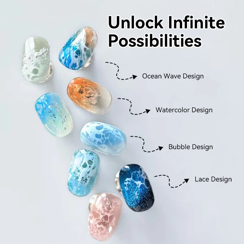 BORN PRETTY 10ml Ocean Wave Watercolor Liquid Gel Polish Stroke White Watercolor 3 Seconds Spread Lace Hollow Gradient Nail A