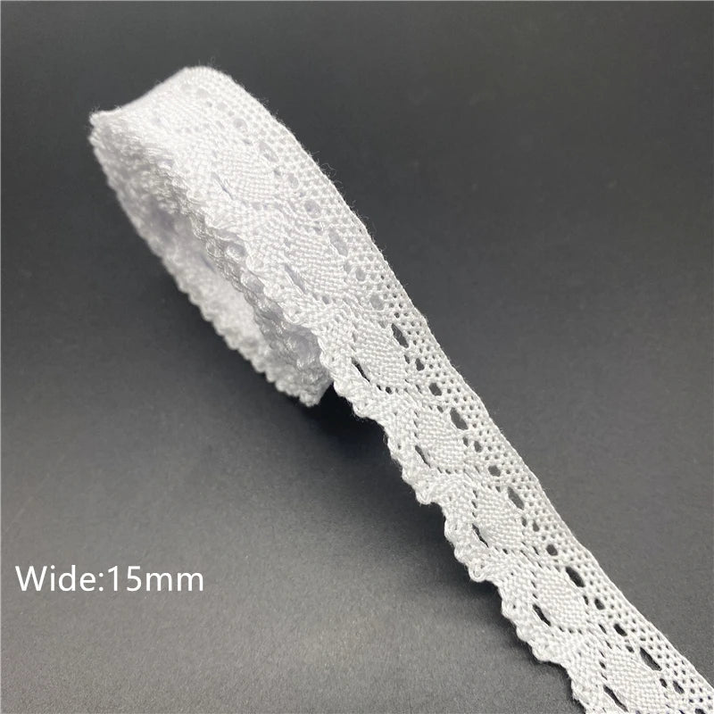 10mm-50mm 2yards White 100%Cotton Lace Ribbon For Apparel Sewing Fabric Trim Cotton Crocheted Lace Ribbon Handmade Accessorie