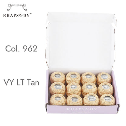 Rhapsody Size #8 Pearl Cotton Crochet Thread Embroidery Craft Needle Cross Stitch Egyptian Cotton Mercerized 12 Balls Set - 9