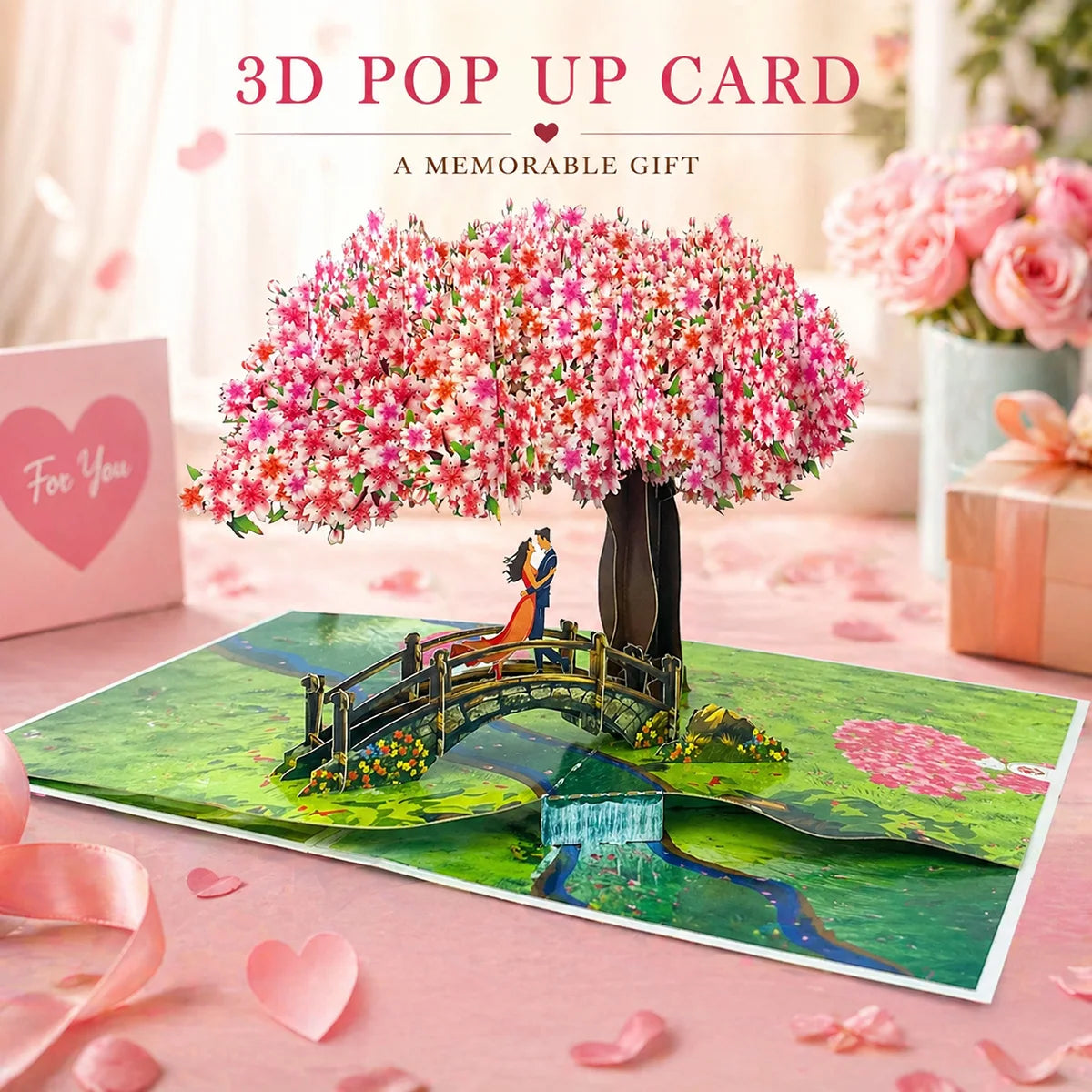 3D Pop Up Flower Greeting Cards Wedding Card Anniversary Thanksgiving Valentines Day Birthday Gift Thank You Card Handmade Ca