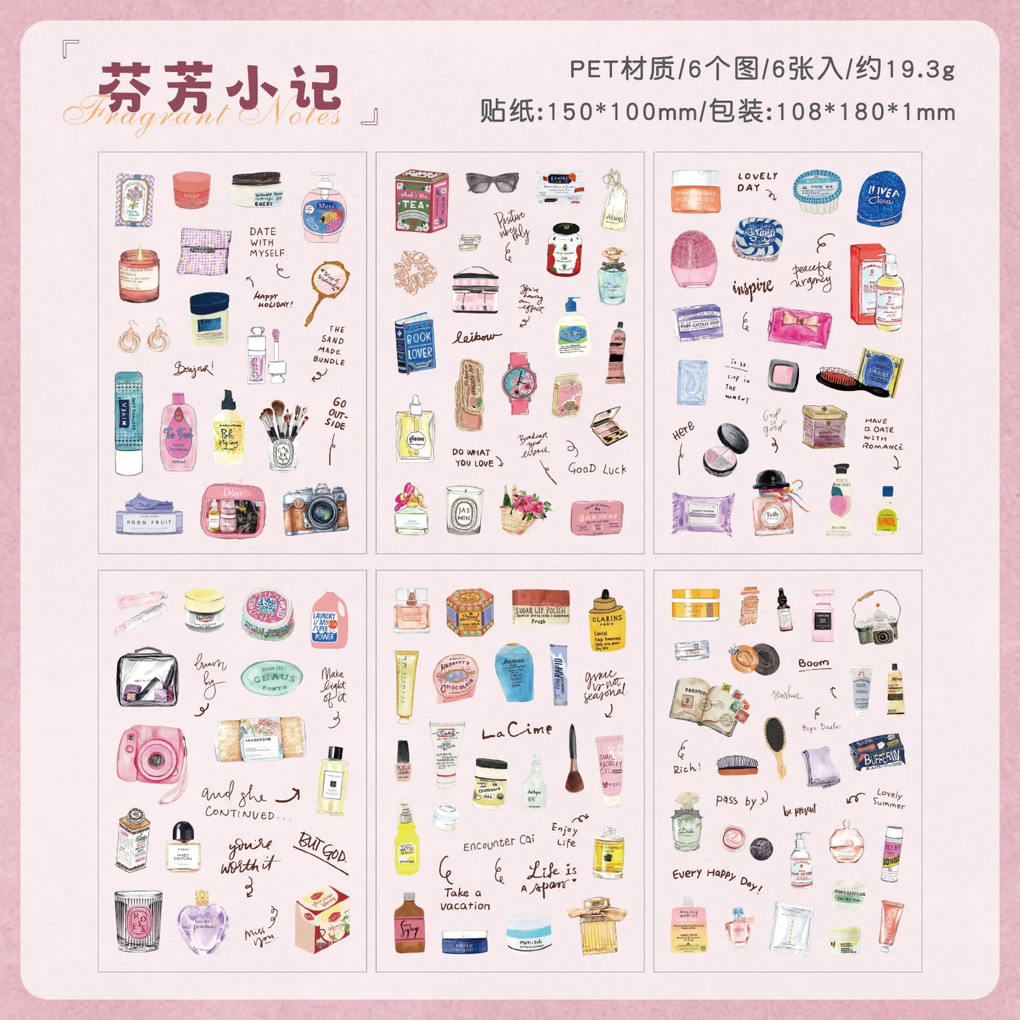 TIANZI 6 sheets Cute Magazine Scrapbooking Stickers Book DIY Junk Journal Material Decoration Album Diary Stationery supplies