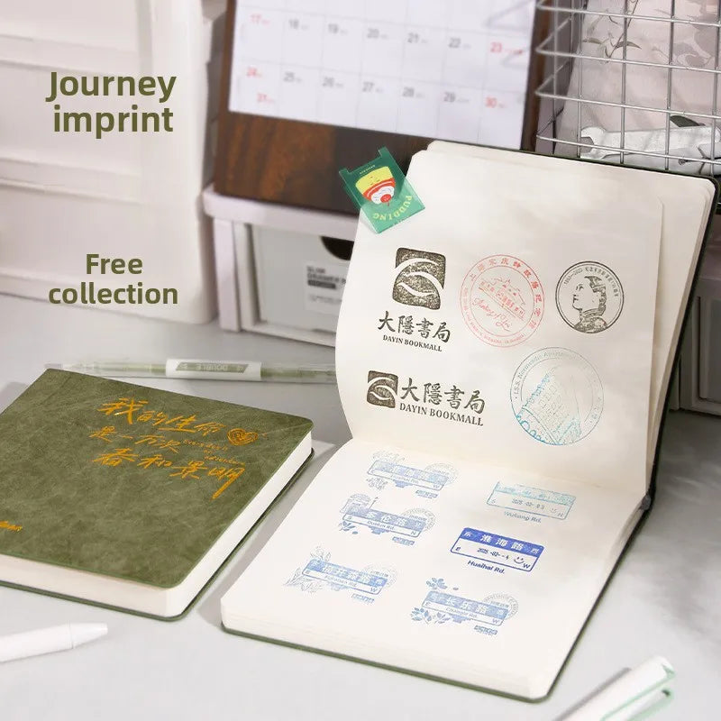 High Aesthetic Blank Journal Stamp Collection Book Travel Scrapbook Scenic Spot Check in Notebook for Memory Keeping and