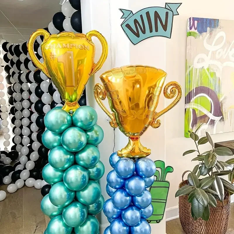 4pcs Champion Trophy Aluminum Balloon Football Basketball Anniversary Birthday Party Decoration