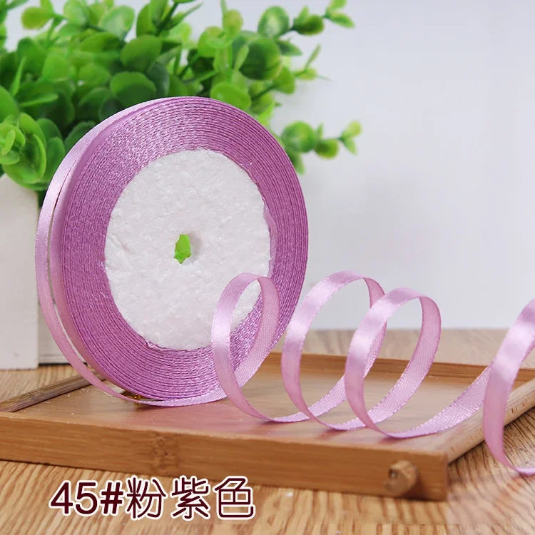 New (25 Yards/lot) 1/4''6mm Single Face Silk Satin Ribbon Wedding Decorative Ribbons Christmas Gift Wrap DIY Handmade Materia