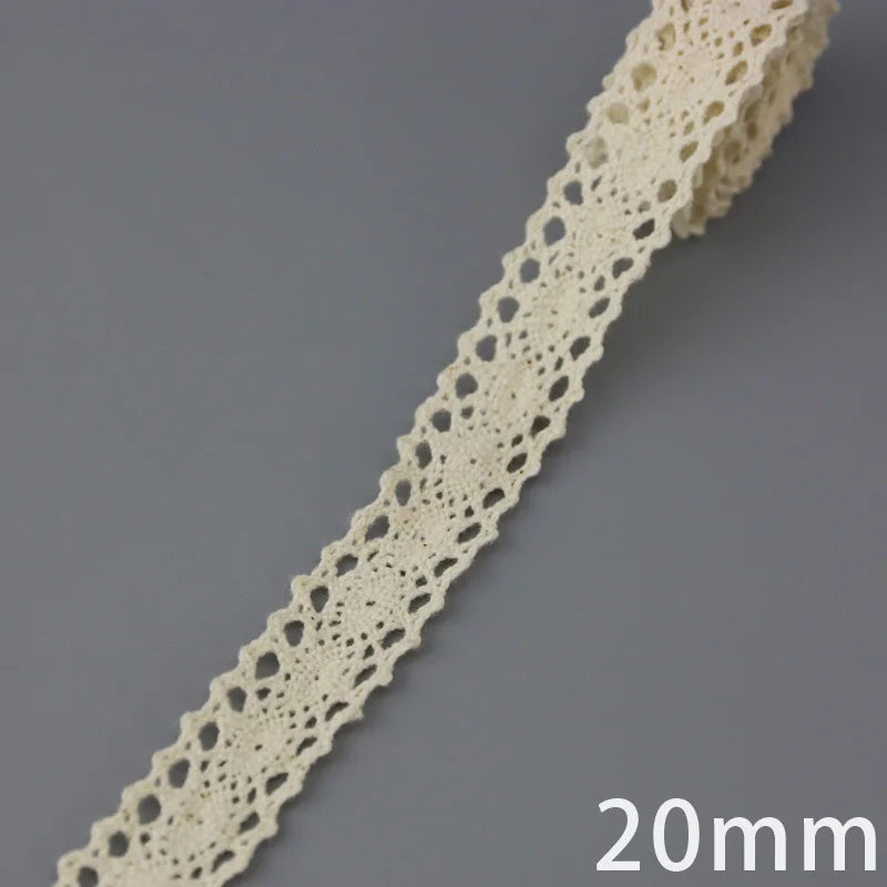 Lace Ribbon Trim, White Beige Cotton Embroidered Ribbon, 5 Meter Sewing Fabric, DIY Craft Materials, Elegant Lace for Gift Wr