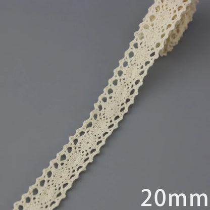 Lace Ribbon Trim, White Beige Cotton Embroidered Ribbon, 5 Meter Sewing Fabric, DIY Craft Materials, Elegant Lace for Gift Wr