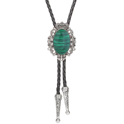 Bolo Tie Western Cowboy Opal Rodeo Leather Necktie