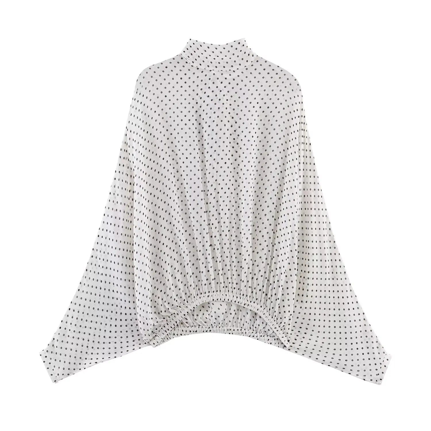 KONDALA Vintage Polka Dot Women Sets Chiffon Bow Tie Loose Blouses Loose Long Skirts Fashion 2026 Spring Summer Holiday Suits