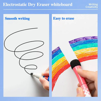Whiteboard with Easy Application and Removal, Reusable Static Surface for Classroom Office Home Use Dry Erase Marker White Bo