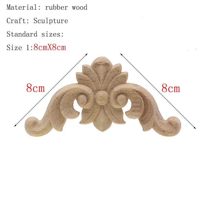 1Pc Unique Natural Floral Wood Carved Wooden Figurines Crafts Corner Appliques Frame Wall Door Furniture Woodcarving Decorati