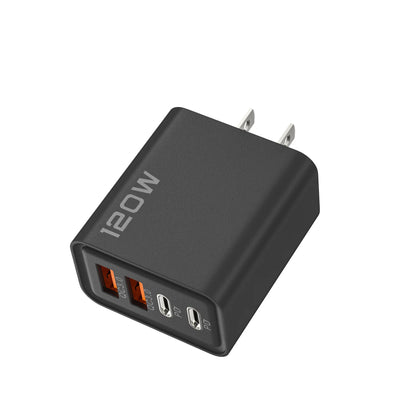 Quick Charge 3.0 Fast Charger Muti Total 120W 4 Port USB Type C PD Mobile Phone Wall Adapter for iPhone 16 Samsung S24 Xiaomi