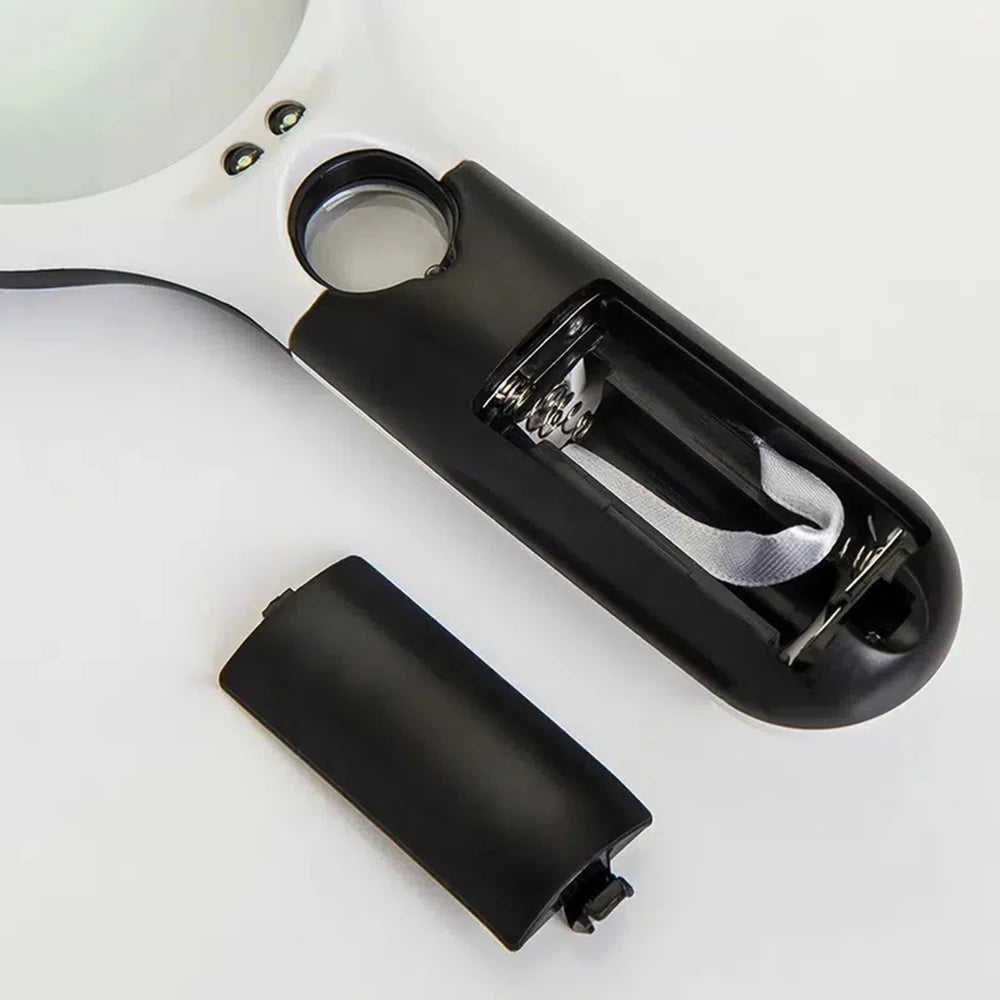 White Magnifying Glass Handheld 45X Magnifier With 3 LED Light For Reading Magnifying Glass Jewelry Loupe