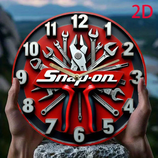Vintage-Infused Wall Clock Shaped Iron Decor - Distressed Metal Painting with Ornate Details, Elevates Living, Dining & Bedro