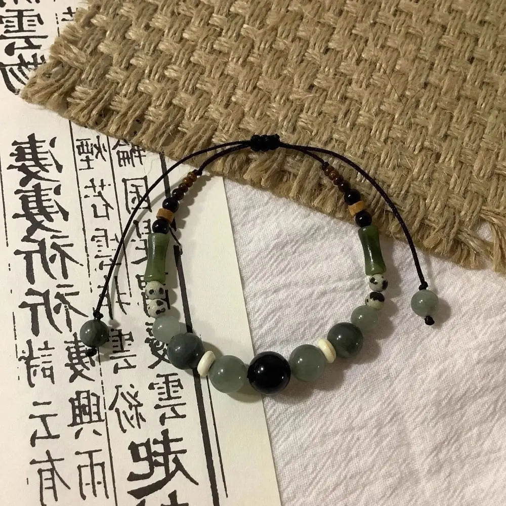 Fashion Bamboo Beads Chinese Style Beaded Bracelet Chinese Style Beaded Braided Rope Bracelet Vintage Antique Bracelet - 5