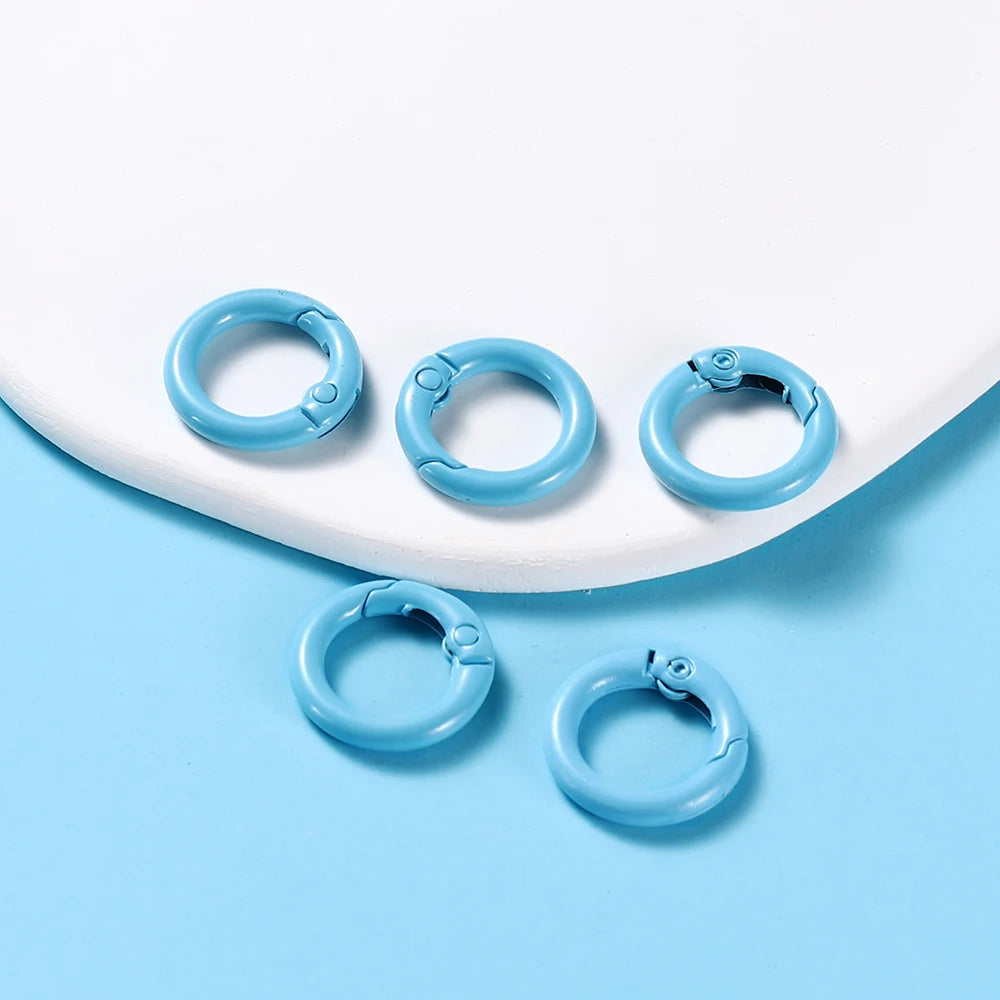 5Pcs/Lot 21 Colors Metal O Ring Spring Clasp Openable Round Carabiner Keychain Clips Hook Dog Chain DIY Jewelry Buckle Connec