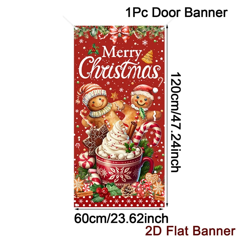 Christmas Door Banner Merry Christmas Decor for Home 2025 Xmas Hanging Wall Door Decor Navidad Noel Happy New Year Gift 2026 